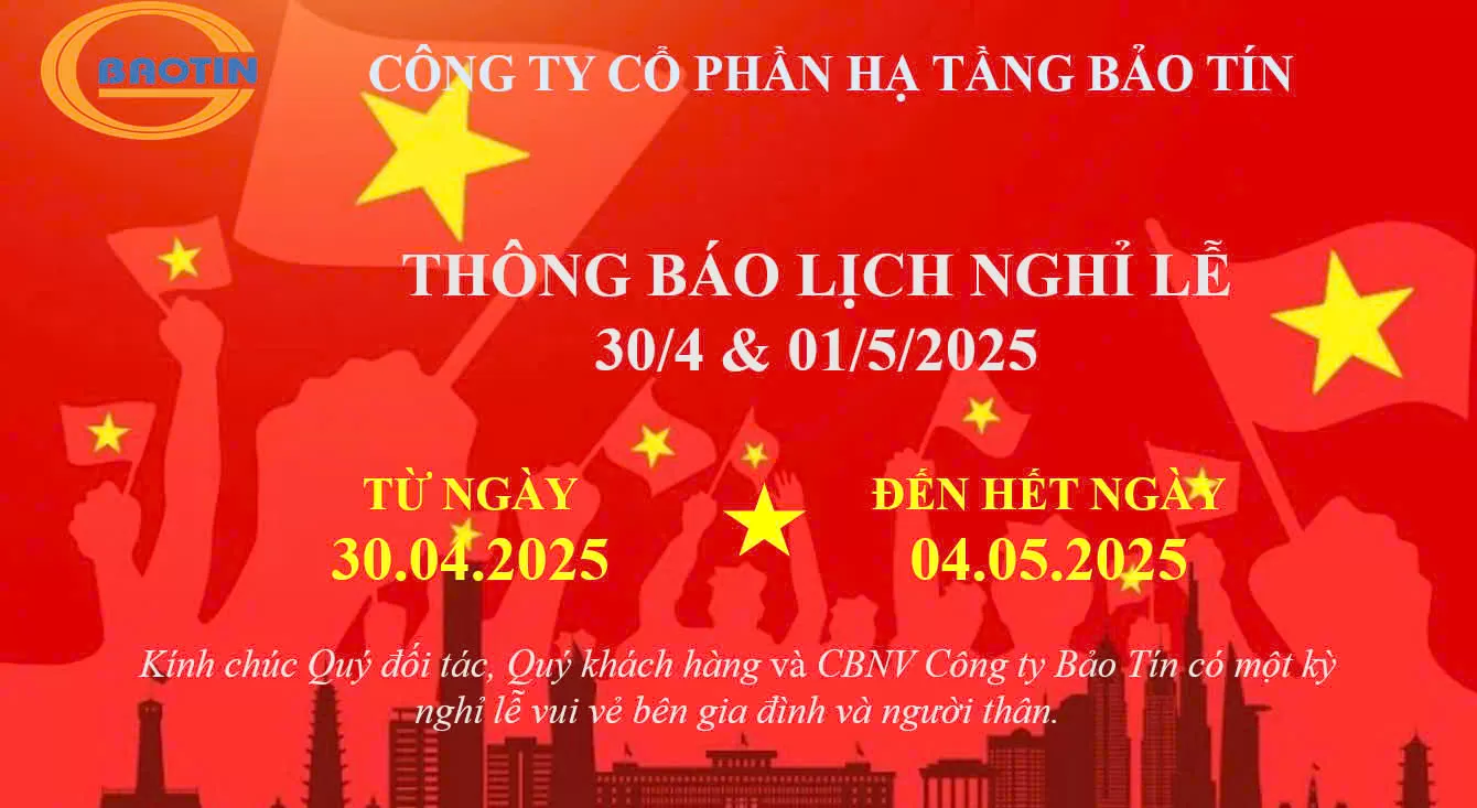 Thông báo lịch nghỉ lễ 30/4 & 1/5/2025